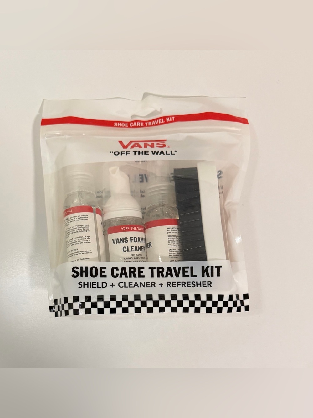 Vans "OFF THE WALL"  Shoe Care Travel Kit 2 Fl. Oz. Cleaner Shoe Brush Refresher